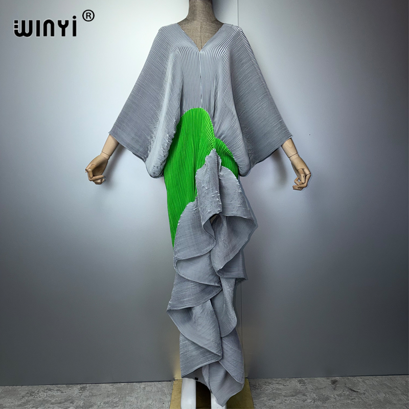 Summer Clothing H&M - WINYI New Pleated Slim High-Fork Dress
