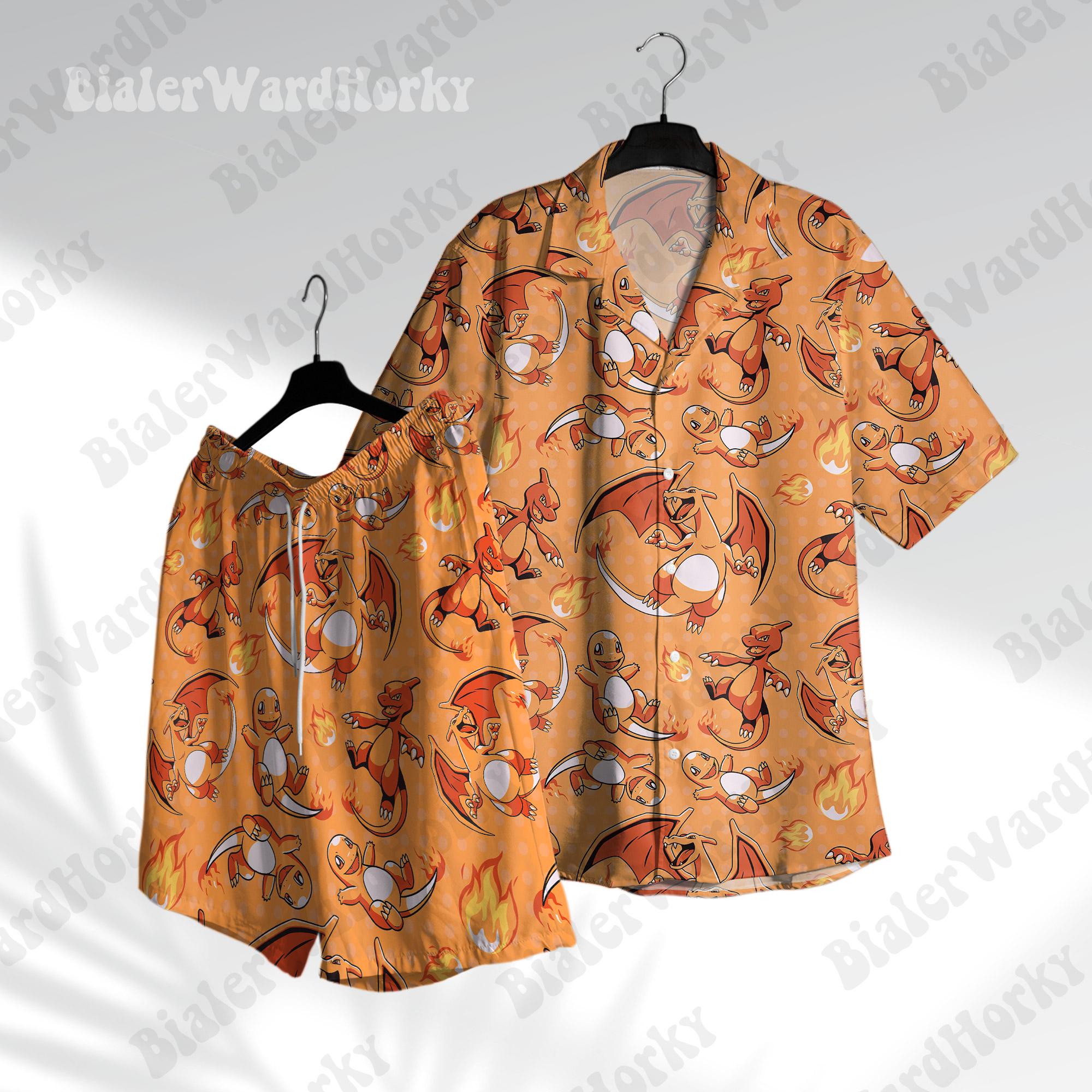 Japan Summer Clothing Women - Pokémon Charizard Hawaiian Shirt Charmeleon Anime