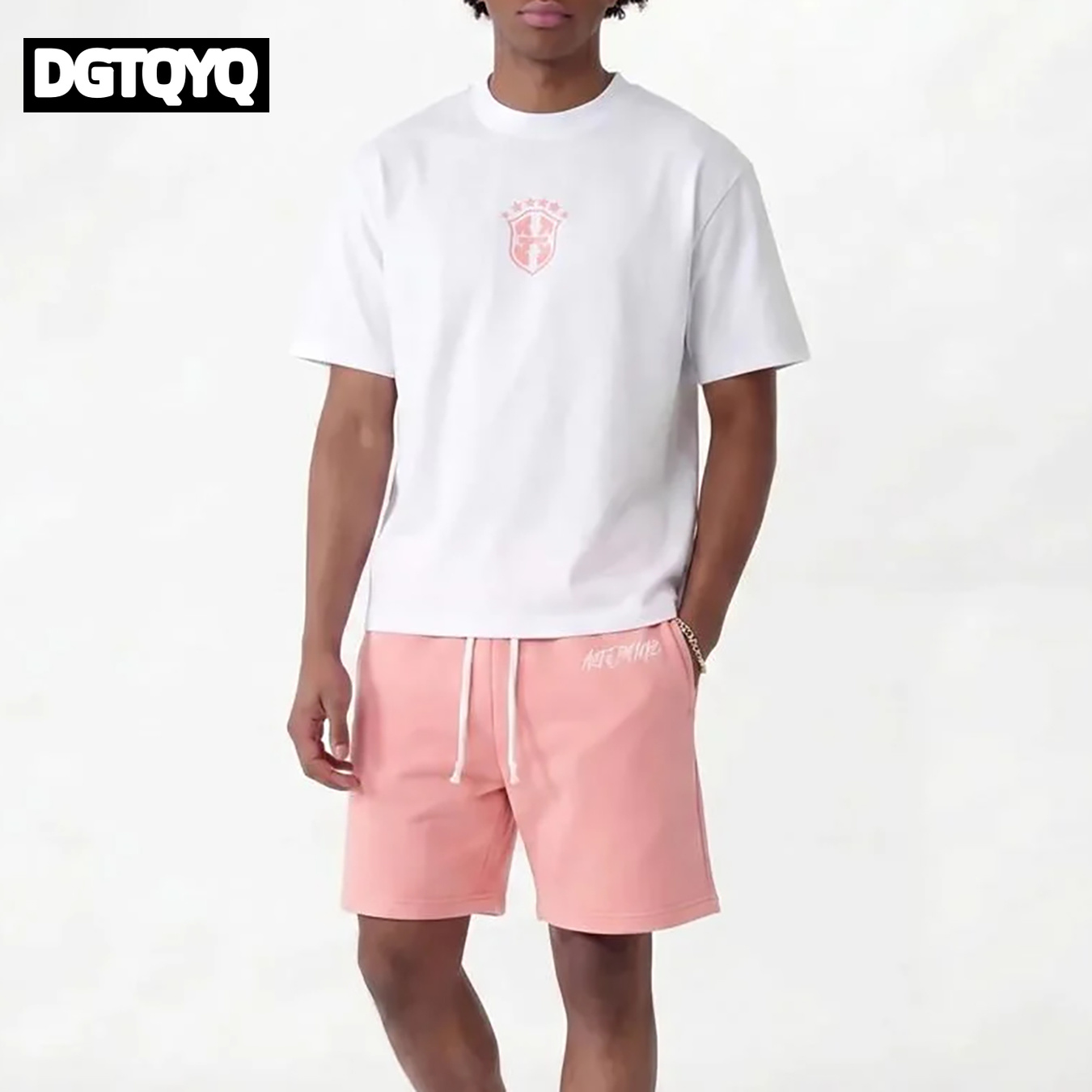 Summer Clothing Sets Women - Man's Summer New Pink Embroidered Casual