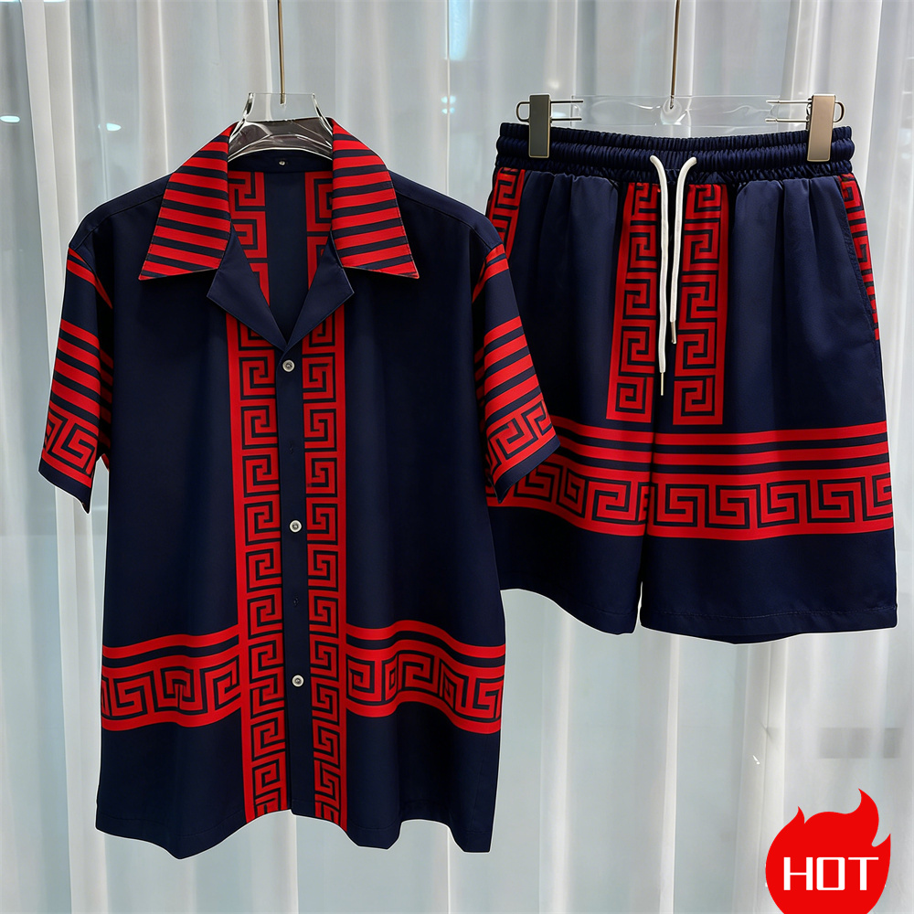 Digital printed men's set fash - đánh giá và giá Summer Clothing Guys