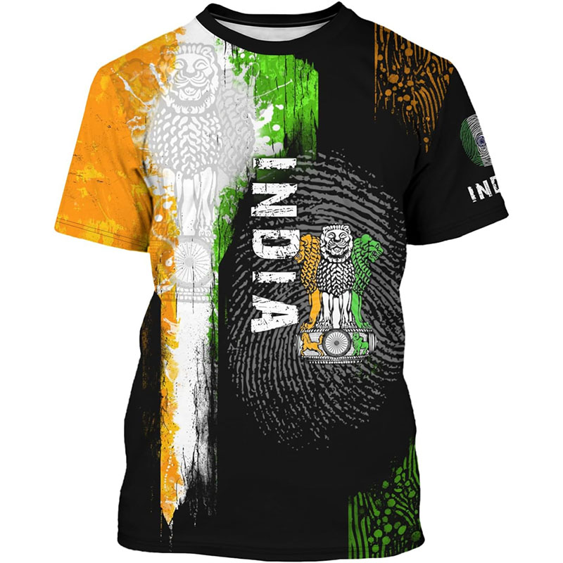 India Flag Print T-shirt Men's - đánh giá và giá Summer Clothing India