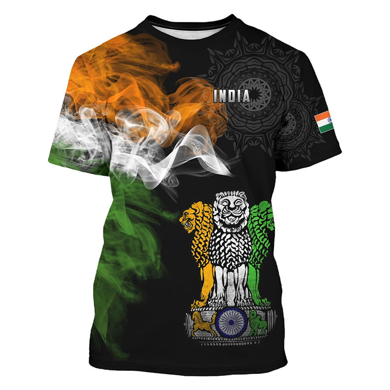 India Flag Print T-shirt Men's - đánh giá và giá Summer Clothing India