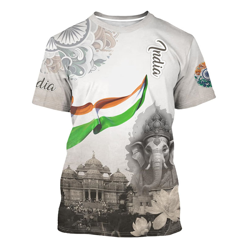 India Flag Print T-shirt Men's - đánh giá và giá Summer Clothing India