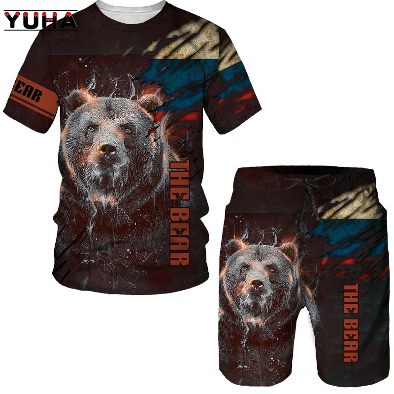 Summer  Bear 3D Printed Men's  - đánh giá và giá Summer Clothing Sets Women
