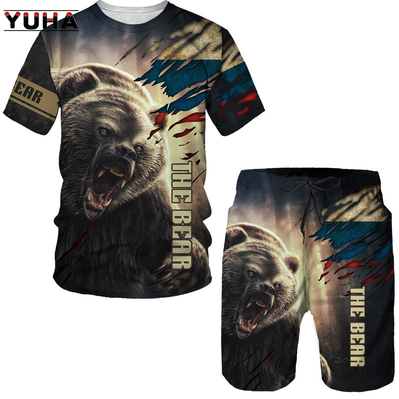 Summer  Bear 3D Printed Men's  - đánh giá và giá Summer Clothing Sets Women