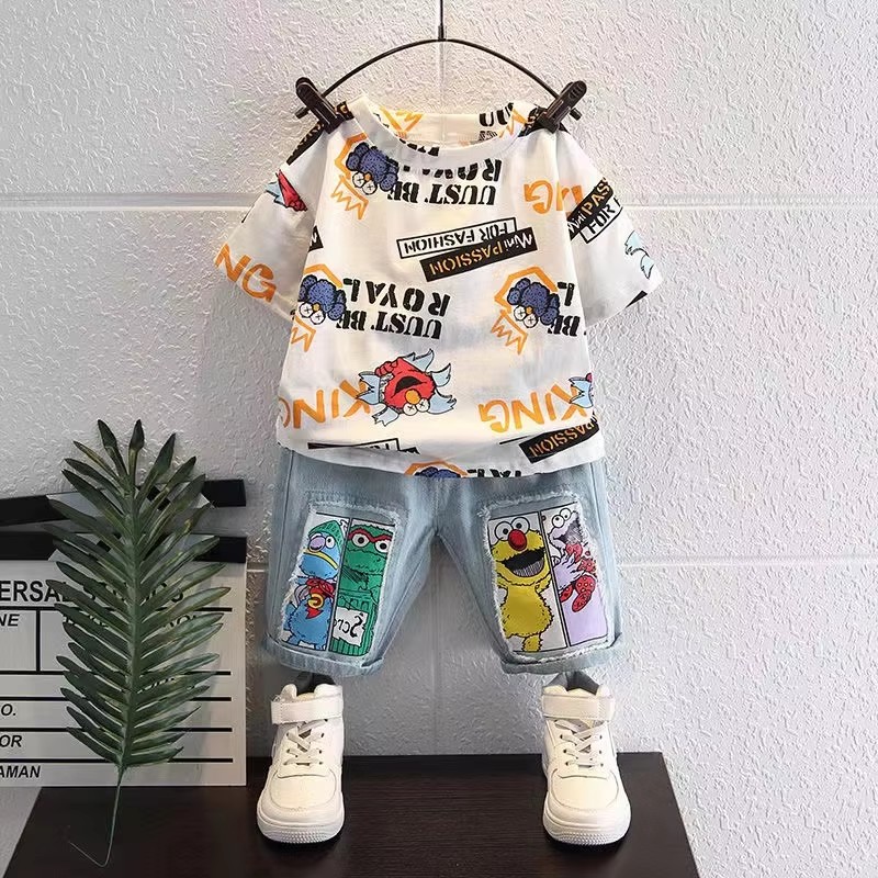 Cute Cartoon Print Short Sleev - đánh giá và giá Summer Clothing Drawing For Kids