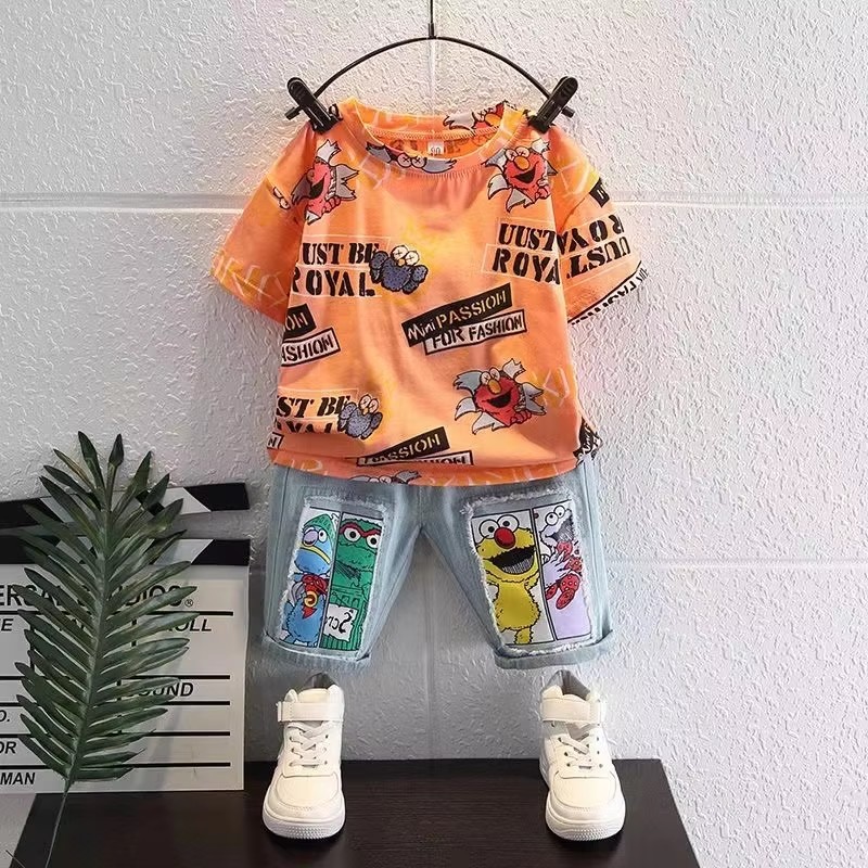 Cute Cartoon Print Short Sleev - đánh giá và giá Summer Clothing Drawing For Kids