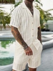 Men Crochet Knit 2 Piece Set L - đánh giá và giá Summer Clothing Guys