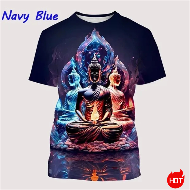Harajuku 3D Print Buddha Shaky - đánh giá và giá Summer Clothing India