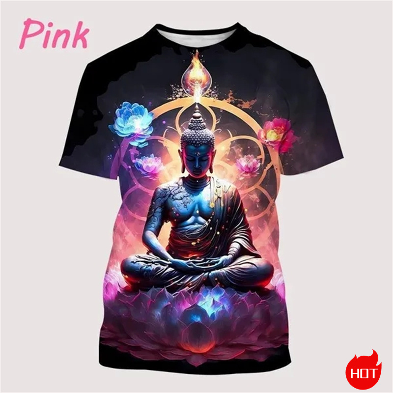 Harajuku 3D Print Buddha Shaky - đánh giá và giá Summer Clothing India