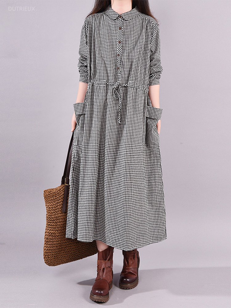 Fashion Vintage Dress Plaid Dr - đánh giá và giá Summer Clothing Drawing