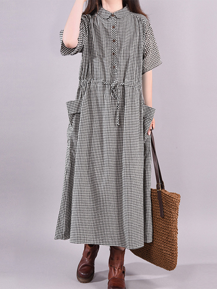 Fashion Vintage Dress Plaid Dr - đánh giá và giá Summer Clothing Drawing