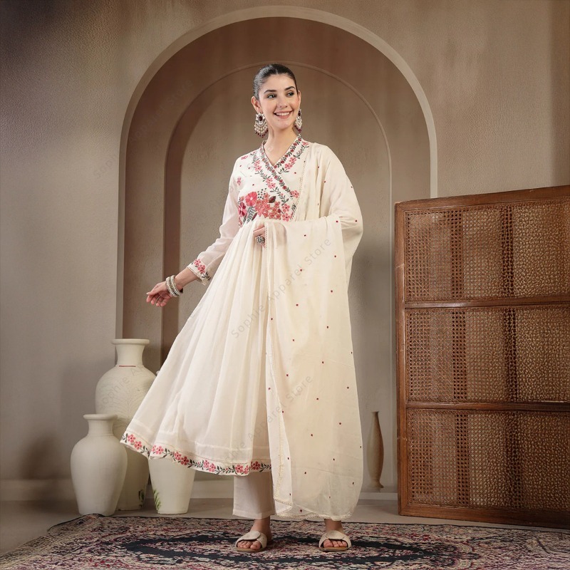White Cotton Anarkali Kurti Se - đánh giá và giá Summer Clothing India
