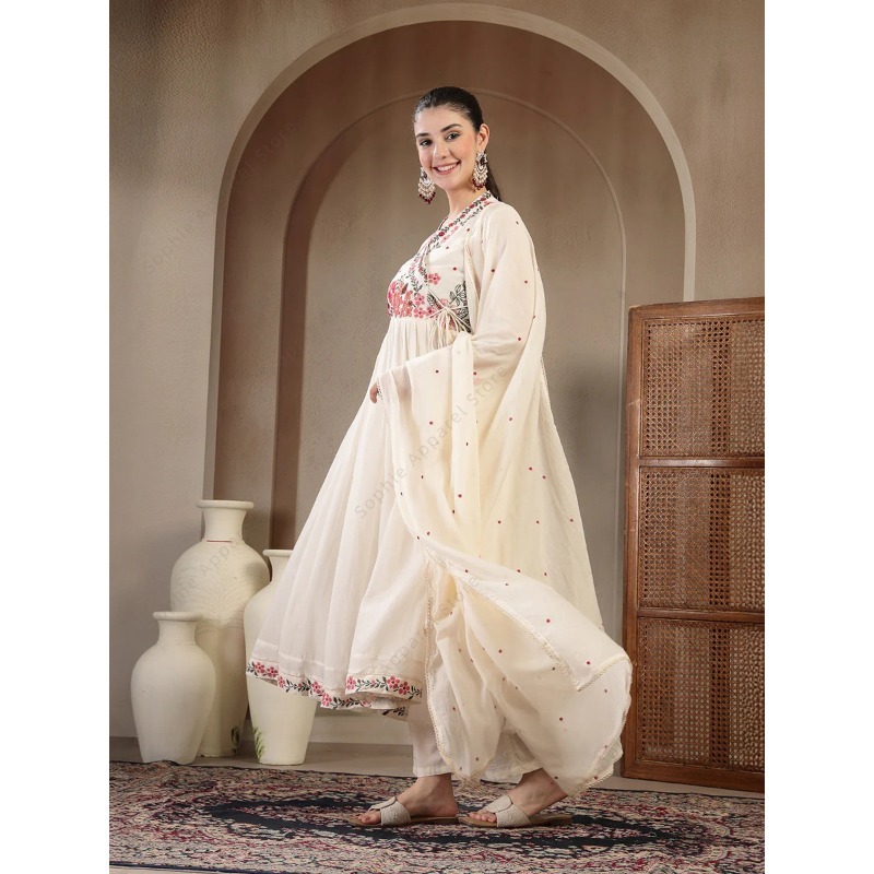 White Cotton Anarkali Kurti Se - đánh giá và giá Summer Clothing India