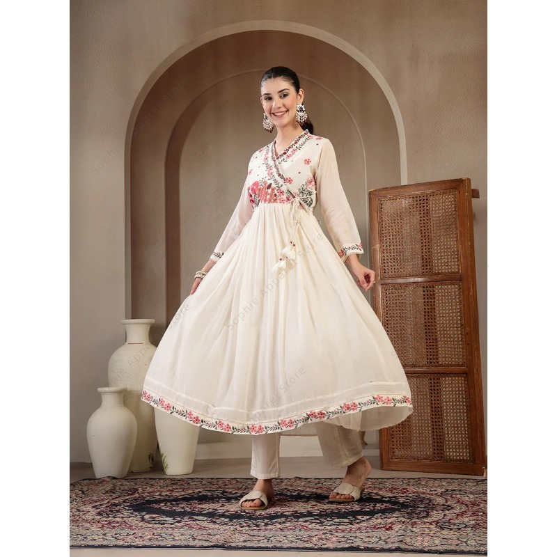 White Cotton Anarkali Kurti Se - đánh giá và giá Summer Clothing India