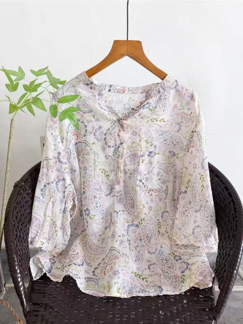 100% Ramie shirts for women su - đánh giá và giá Japan Summer Clothing Women