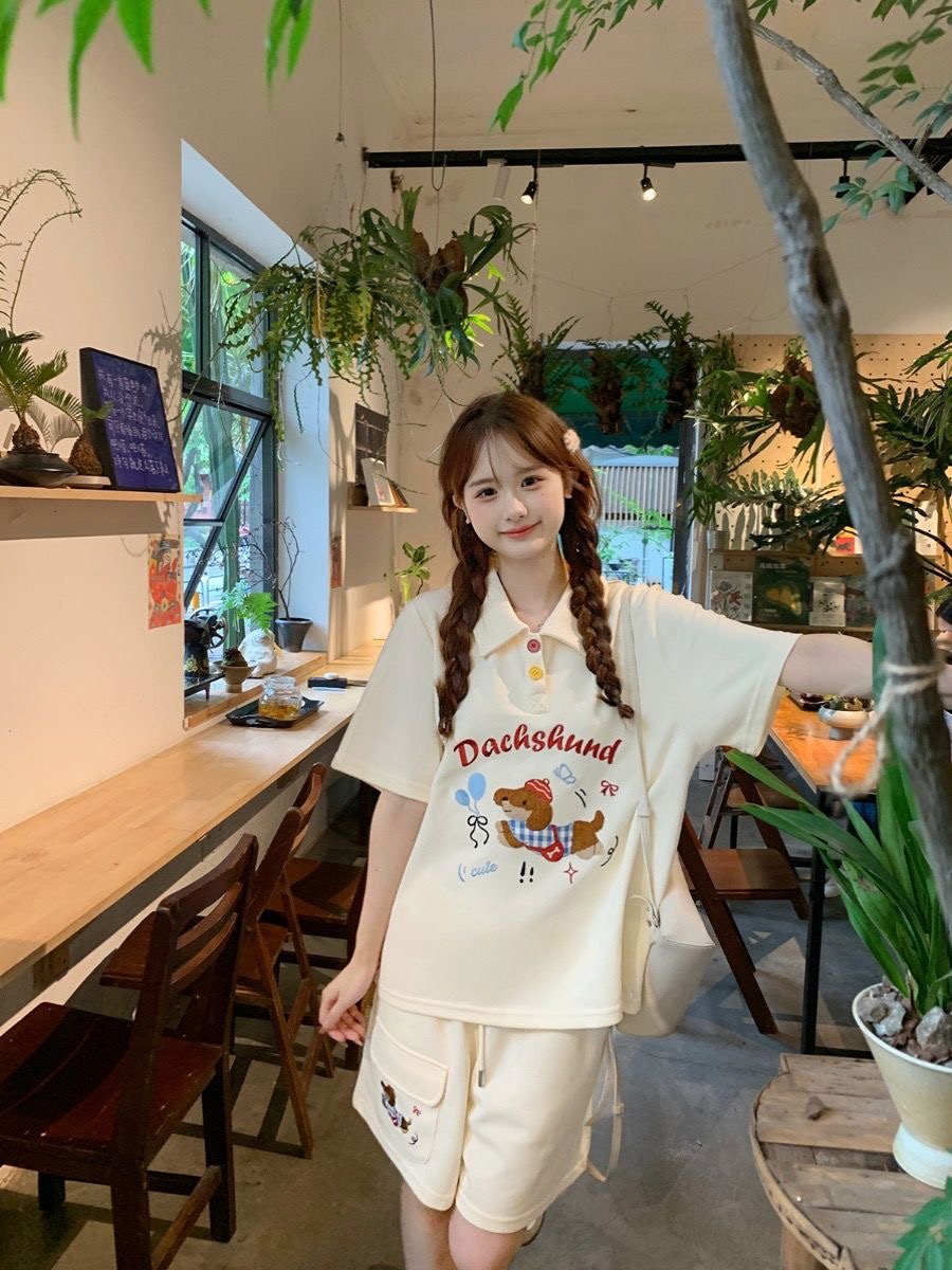 Kawaii Embroidery Dog Japan St - đánh giá và giá Japan Summer Clothing Women